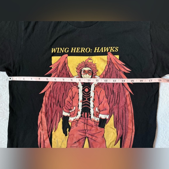 My Hero Academia Hawks T-Shirt Wing Hero Graphic Anime Black Medium Funimation - Picture 5 of 7